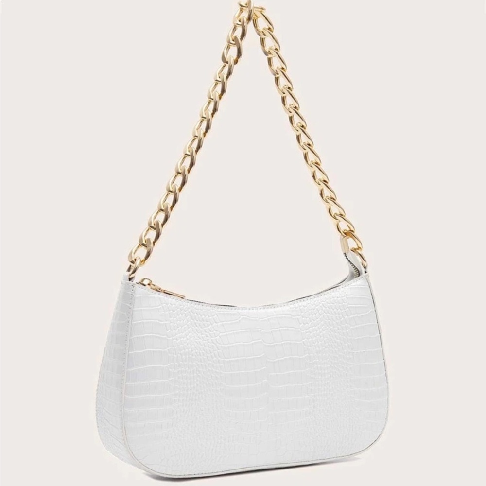 Croc Embossed Shoulder Bag